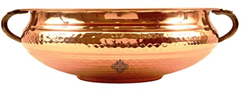 Indian Art Villa Récipient Urli en cuivre de style vintage, pour la maison, le bureau, le cadeau, diamètre 30,5 cm