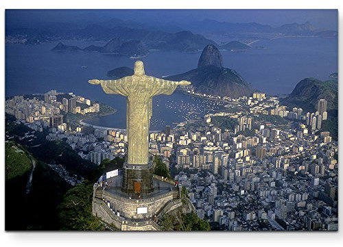 Paul Sinus Art Leinwandbilder | Bilder Leinwand 120x80cm Christus Statue in Rio de Janeiro