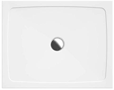 VBChome Duschwanne 100 x 80 x 3,5 cm sehr Flach Sanitär-Acryl Hochwertige Glasfaser verstärkte Wanne Form: Rechteck Eckig Weiß Alpineweiß Hochglanz Aufbau-Höhe: 3,5 cm