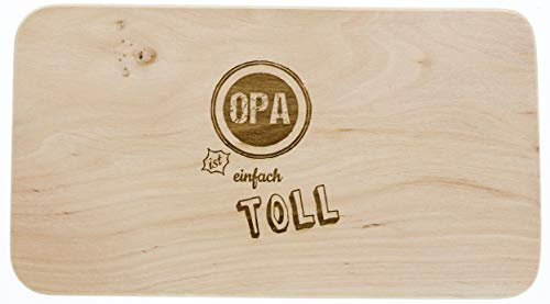 LASERHELD Brotzeitbrett Holz Erle, Opa ist einfach toll, Opa, Schneidbrett Holz, Geschenkidee für Opa