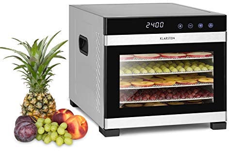 Klarstein Flavour Dry Dörrautomat Mit Edelstahl-Gehäuse, 6 Ablagegitter, LCD-Touch-Display, Timer, 360° Airflow Circulation, Digitaler Thermostat, 35-75 C°