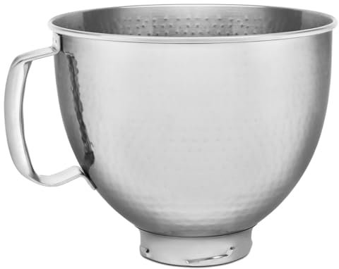 KitchenAid Ciotola in acciaio inox da 5 litri per tutti i mixer testa inclinabile da 4,5-5 litri KSM5SSBHM, in acciaio inox martellato