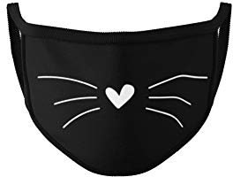 Dilara Maske mit Katzengesicht - Mundbedeckung mit Katzenmotiv Grinsekatze - Masken aus Baumwolle Katzen Schwarz (Katze)