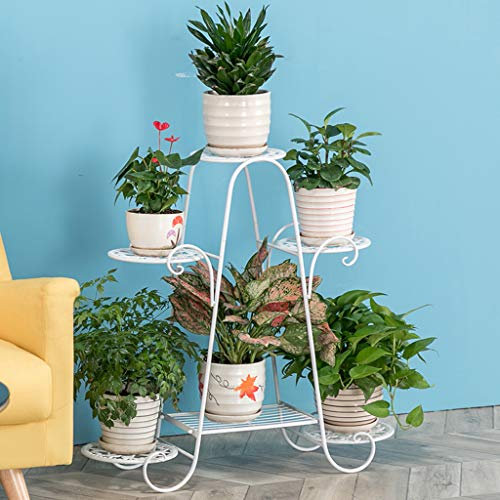 Ferro battuto Portafiori ad Angolo, Mensola per Piante in Vaso da Pavimento per Interni ed Esterni Home Decor, Bianca
