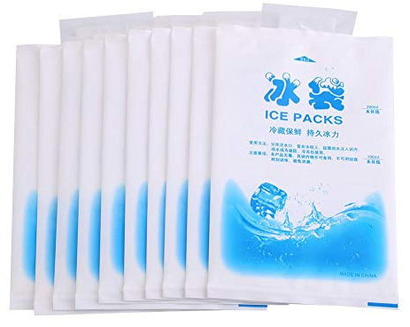 Reusable Ice Pack, 10 Pack Freezable Cold Packs, Flexible Freezer Cold Packs for Lunch Cooler Bag Picnics Camping Travel Cool Box(200ml)