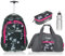 Elephant 4 Teile Set Trolley Hero Signature Schultrolley Rucksack Trolly Sporttasche Mäppchen Flasche 12800 (Grey Flower (Grau/Pink Zip))