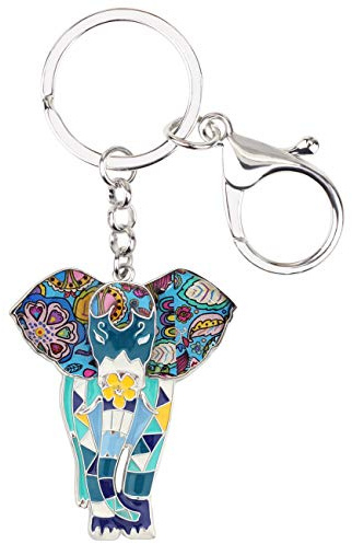DUOWEI Cadeaux Éléphants Pour Femme Porte-Clés Éléphant Cute Bijoux Sac Voiture Accessoires Pour Adolescentes Fille Amoureux Des Éléphants (Bleu)