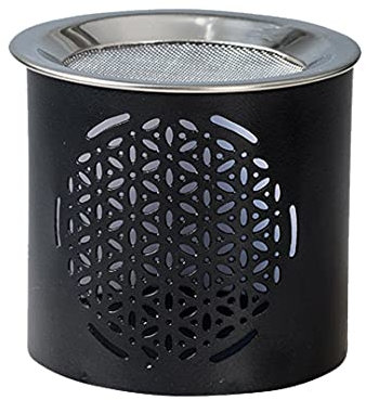 NKlaus Quemador de Incienso de Hierro con Diseño de Árbol Negro H 6cm con Colador para Incienso 10911