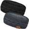 Winter Stirnband für Damen- Mädchen Gestrickte Haarreifen Verdicken Elastische Haarband Ohrenwärmer für Outdoor Sport, Einkaufen, Skifahren, Laufen, Joggen (Schwarz + Grau 1)