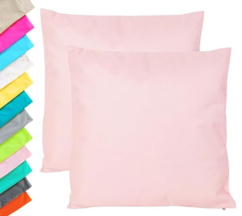 JACK 2er Set Outdoor Kissenhülle Kissenbezug 45x45cm Wasserfest Sitzkissen Lounge Kissen Garten Stuhl Lotus Effekt, Farbe:Rosa
