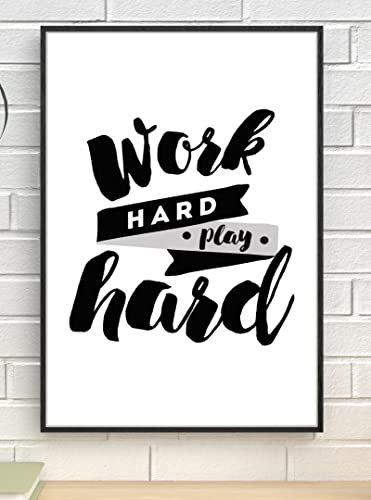 Handmade By Stukk Work Hard Play Hard Inspirational Positive Thoughts Poster Druck Wand (A1 – 594 x 841 mm)