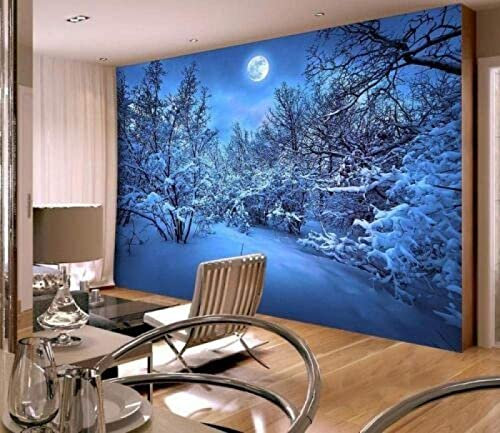 Snowy Winter Dream Moon Vollwand 3D Tapeten Wohnkultur fototapete 3d effekt Wohnzimmer Schlafzimmer kinderzimmer-400cm×280cm