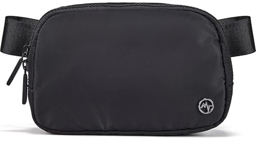 Pander Gürteltasche mit Zwei-Wege-Reißverschluss, Nylon, für Damen, Wasserabweisende Hüfttaschen, Umhängetasche mit verstellbarem Riemen., Schwarz, Einheitsgröße, Einfarbig