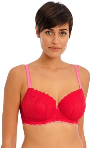 Freya Women's Offbeat Underwire Padded Half Cup Bra, Opaque, Chilli Red, 32H US