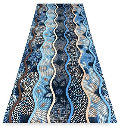 Tex family Tappeto Runner da Cucina Passatoia Antiscivolo Onda Mare Made in Italy - Cm. 50x120