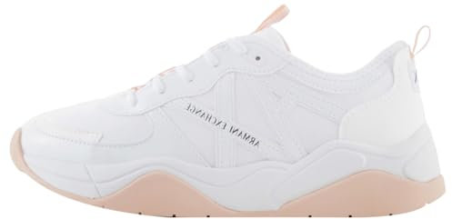 Armani Exchange Cher, Side Logo, Colour Contrasts, Scarpe da Ginnastica Donna, OPT White Rose, 40 EU