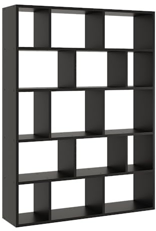 KUBUTKU Bücherregal Groß Wandregal mit 15 Fächern 141x105x18 Hängeregal Mordern Deko Schweberegal für Wohnzimmer Schlafzimmer Büro (Schwarz)