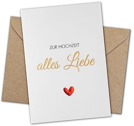 Sunflower Cards CLASSIC LINE Grußkarte mit Briefumschlag aus Kraftpapier (Zur Hochzeit alles Liebe)
