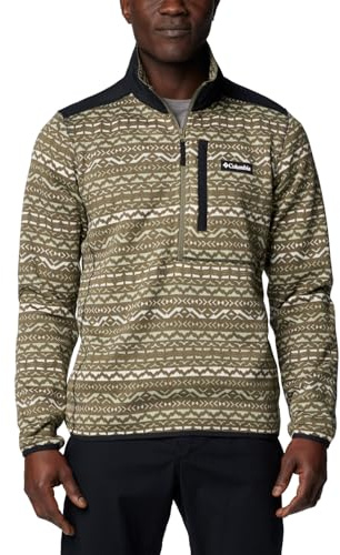 Columbia Herren Sweater Weather Printed Half Zip 2 Fleece Pull Over, Stone Green Madras Multi, M