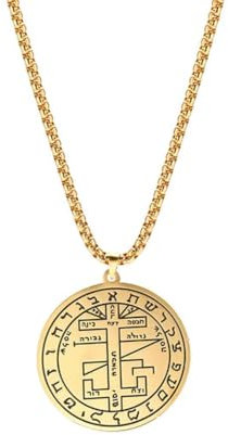 Tapferer Krieger Talisman Anhänger Halskette Die mystische Figur des Salomo Amulett Edelstahl Goldene lange Kette Halsketten