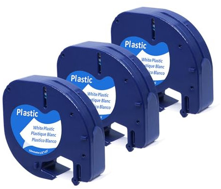 nanologi 3x Kompatibel für Dymo LetraTag 12mm x 4m als Ersatz für Dymo Letratag Etikettenband 91221 S0721660, Schwarz auf weiß, für XR Etikettenband Letra tag LT-100H LT-100T