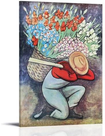 Diego Rivera Berühmte Malerwerke (Der Blumenverkäufer 1) Druck Poster Bild Druck Leinwand Wandfarbe Kunst Dekor Moderne Heimkunstwerke Geschenkidee 60 x 90 cm