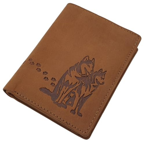 myledershop Büffel-Vollleder Geldbörse (Modell 1 / Hochformat/Cognac) | RFID & NFC Schutz, Geldbeutel, Portemonnaie, Geldtasche