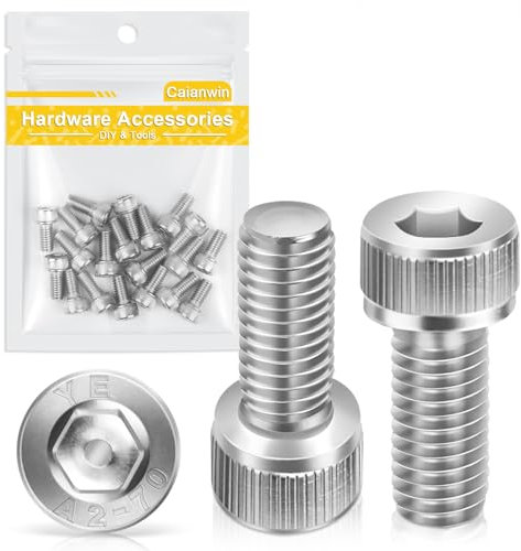 M6*12mm Zylinderschrauben mit Innensechskant 20 Stück,Caianwin DIN 912 Edelstahl(A2 V2A)Schrauben für Industriemaschinen,Kraftfahrzeuge,Bauwesen