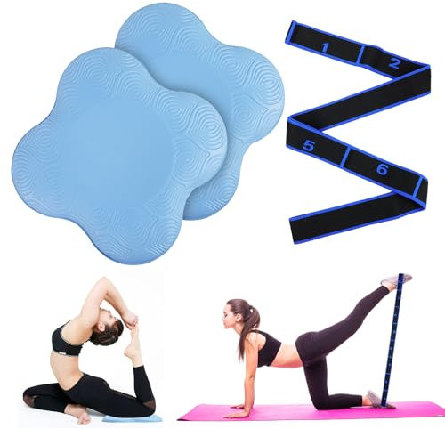 HEDMON 2 Stücke Kniekissen Yoga,Yoga Kniekissen Rutschfest Yoga Stretching Band Yoga Knie Pad Knieschoner Schützt die Hände Knie und Ellbogen für Yoga Pilates Sport Aerobic