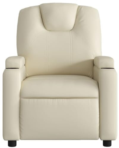 Tidyard Massagesessel Relaxsessel Fernsehsessel Liegesessel TV Sessel Polstersessel Ruhesessel für Wohnzimmer Schlafzimmer, Vibrationsfunktion Massagefunktion, Creme Kunstleder