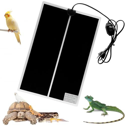 Dhqkqg Terrarium Heizmatte, Reptil Heizmatten Mit Thermostat, Terrarium Reptilienheizmatte WäRmematte, 20w Einstellbar WäRmematte Mit Temperaturregelung, für Reptilien Schildkröte (20 W)