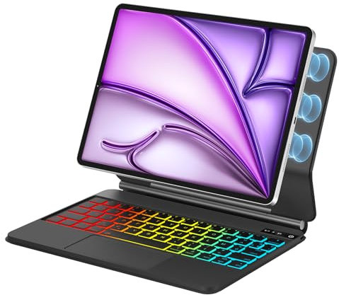 FOGARI Clavier pour iPad Air 11 M3 2025/M2 2024, iPad Air 5/Air 4,iPad Pro 11'' (4/3/2/1er) Génération, avec pavé Tactile Magic Rétro-éclairage Clavier AZERTY, Noir