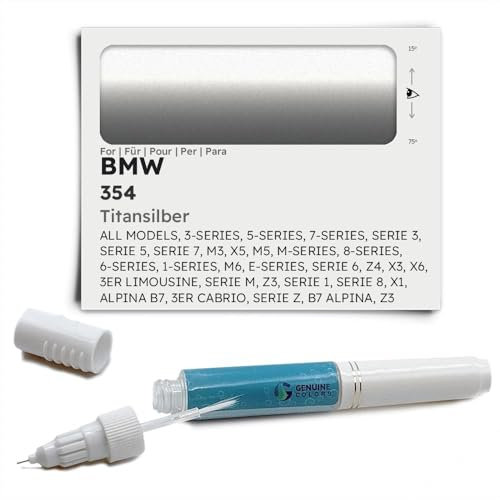 Genuine Colors Lackstift TITANSILBER 354 für BMW Silber 3-SERIES 5-SERIES 7-SERIES SERIE 3 5 7 M3 X5 M5 M-SERIES 8-SERIES 6-SERIES 1-SERIES M6 E-SERIES 6 Z4 X3 X6 3ER LIMOUSINE M Z3 1 8 X1 ALPINA B7 C