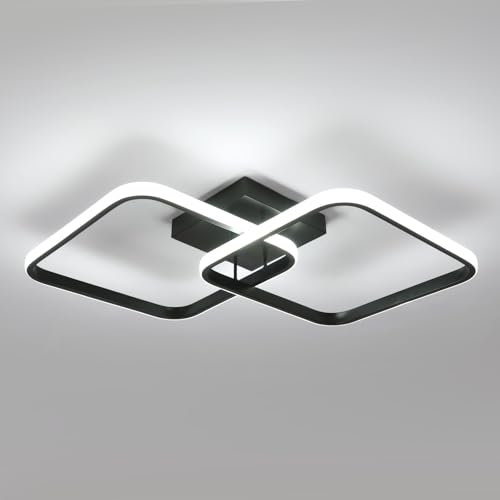 SENQIU Deckenlampe LED, 42W 4725LM LED Deckenleuchte Modern Quadratisch Design, Schwarz Wohnzimmerlampe, Modern Deckenbeleuchtung für Wohnzimmer, Schlafzimmer, Küche, 6500K Kaltesweiß