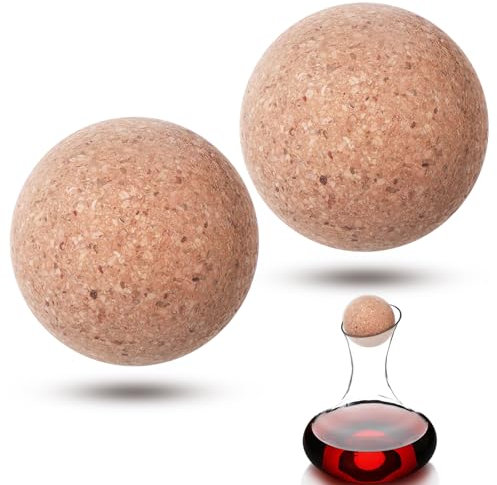 cobee 2 Pcs Decanter Stopper, 2.36 Inch Cork Ball Wine Corks Cork Stoppers, Wine Decanter with Stopper Cork Globe for Wine Carafe Decanter Bottle Replacement Wine Glass Accessories