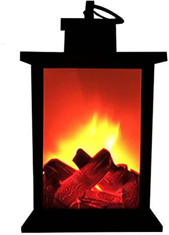 Fireplace Lanterns Decorative,Simulation Small Fake Fireplace,Home Flame Effect Lamp,USB Rechargeable Battery Powered LED Electric Fires Place for Winter Christmas Decor Indoor