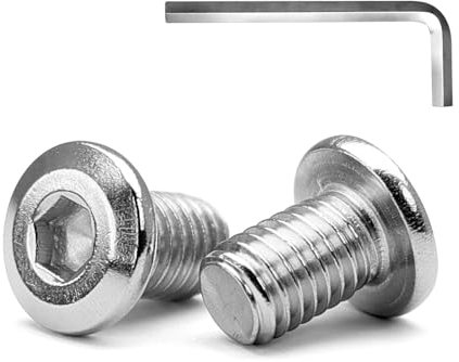 MINHER M6 x 12mm 10Pcs Tête Plate Vis D’assemblage à Six Pans Creux, Acier Inoxydable A2 V2A, Boulons de Meubles, Filetage Complet (Avec Clé Hexagonale)