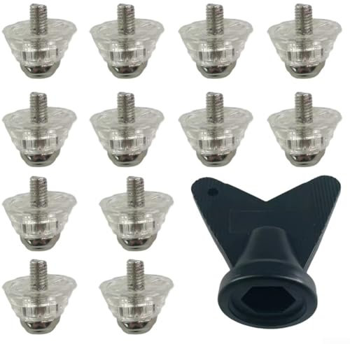 Juego de 12 tacos antideslizantes para botas de fútbol para zapatos de rugby y senderismo, material plástico con compatibilidad de 5 mm (13 mm)
