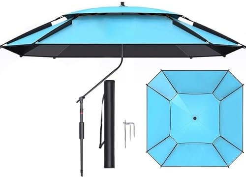 Sonnenschirm Strand, Sonnenschutz UV 50+ Quadratischer Outdoor Sonnenschirm für Garten, Angeln, Camping(220cm/7ft)