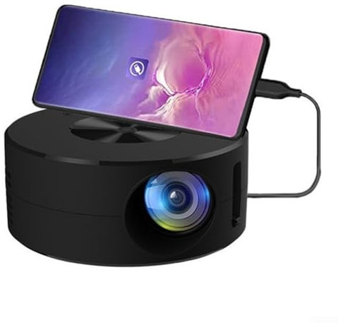 Portable Mini Phone Projector,YT200 LED Home Cinema Display Compatible With Mobile Devices For Entertainment And Movie Watching Black