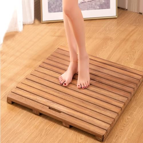 WANGTIAN Tappetino da Doccia in Legno di bambù Antiscivolo Impermeabile per Bagno, Cucina, Camera da Letto, Vasca da Bagno, WC, pedana in Legno Naturale con Piedini Antiscivolo, 30 x 100 cm/12 x 40