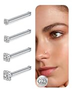 LAURITAMI 4 Stück 20G Nasenpiercing Titan, 1.5mm 2mm 2.5mm 3mm Nasenpiercing Stecker Silber L Form Schraube Form Gerade G23 Titan Nasenstecker Set CZ Nase Piercing Schmuck