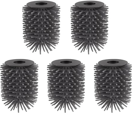 Testine in silicone per scopino WC BGL, igieniche, ad asciugatura rapida, flessibili, dimensioni standard 6,8 x 9 cm, confezione da 5