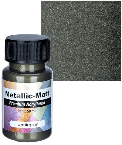 Ideen mit Herz Pintura acrílica mate metálica, opaca, con efecto metálico, a base de agua, 50 ml (verde envejecido)