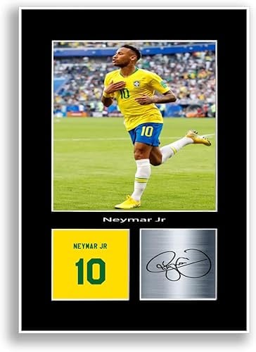 LJW Prints Fußballspieler Neymar Print signiertes Autogramm Foto Poster für Brasilien Fans und Fans