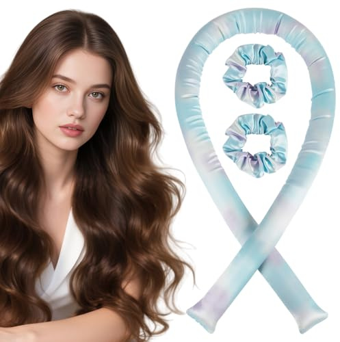 BUTBU 3 Stück Lockenwickler Locken Ohne Hitze, Satin locken ohne hitze, DIY Hair Curler Rollers Set, Haarwickler für Volumen, heatless curls für Langes Mittleres Haar(Cyanblau)