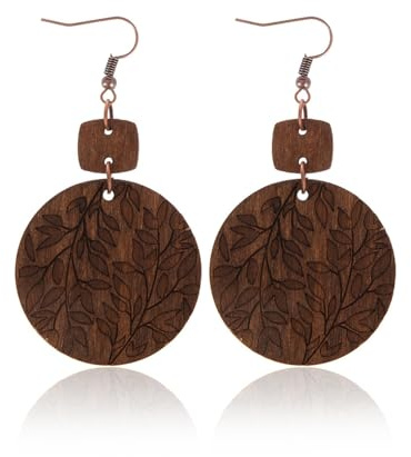 HZAOPZE 1 Paar boho ohrringe, vintage schmuck, hängende ohrringe, ohrringe boho, Holzohrringe Baum des Blatt I Blatt natürliche Ohrhänger Holz Ohrringe Damen Ohrschmuck