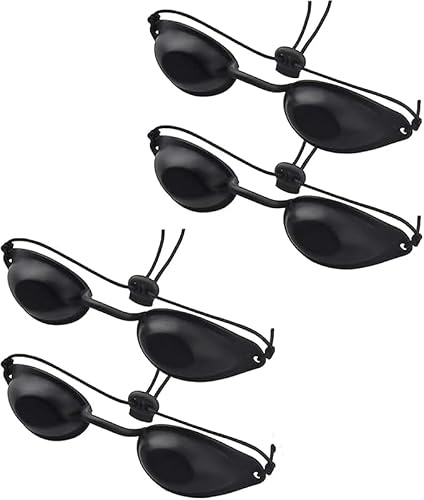 CUEMOON Solarium Brille,4 Stück UV Schutzbrille Laserschutzbrille Augenklappe Infrarot Solarium Schutzbrille für Lasertherapie,IPL-Haarentfernung,UV-Schutz,Sonnenbrille(Schwarz)