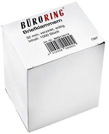 Büroring Briefklammern 32mm/1000 verzinkt spitz-eckig