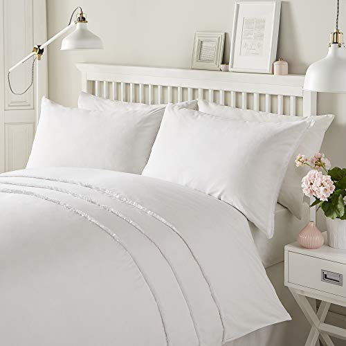 Serene Two, 52% Polyester / 48% Cotton, White, King, W230cm x L220cm (Duvet Cover), W50cm x L75cm (Pillow Case)